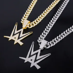 Personalized Street Letter Alloy Rhinestone Pendant Hip Hop Cuban Necklace