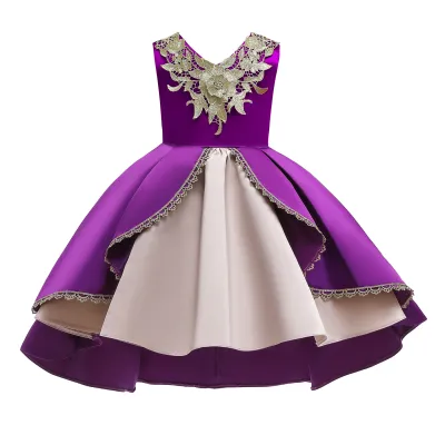 Toddler Kids Girl Fashion Embroidered Floral Party Princess Sleeveless Dress
