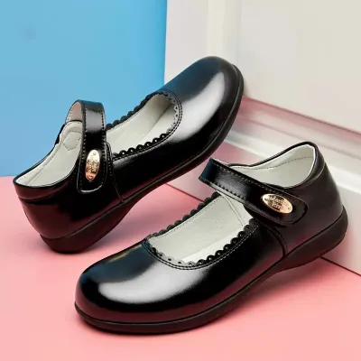 Kids Girls' Fashion Solid Color Bowknot Soft Sole Patent Leather Shoes