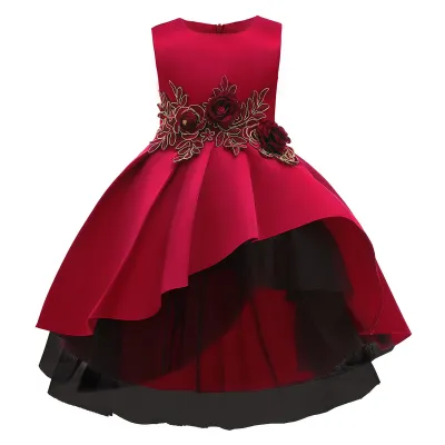 Kids Girls Fashion Elegant Mesh Floral Sleeveless Party Dress Cotton Blend