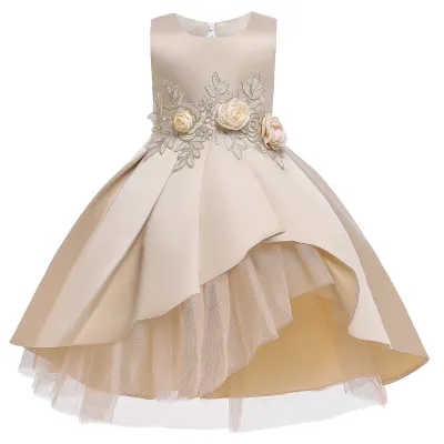 Kids Girls Fashion Elegant Mesh Floral Sleeveless Party Dress Cotton Blend