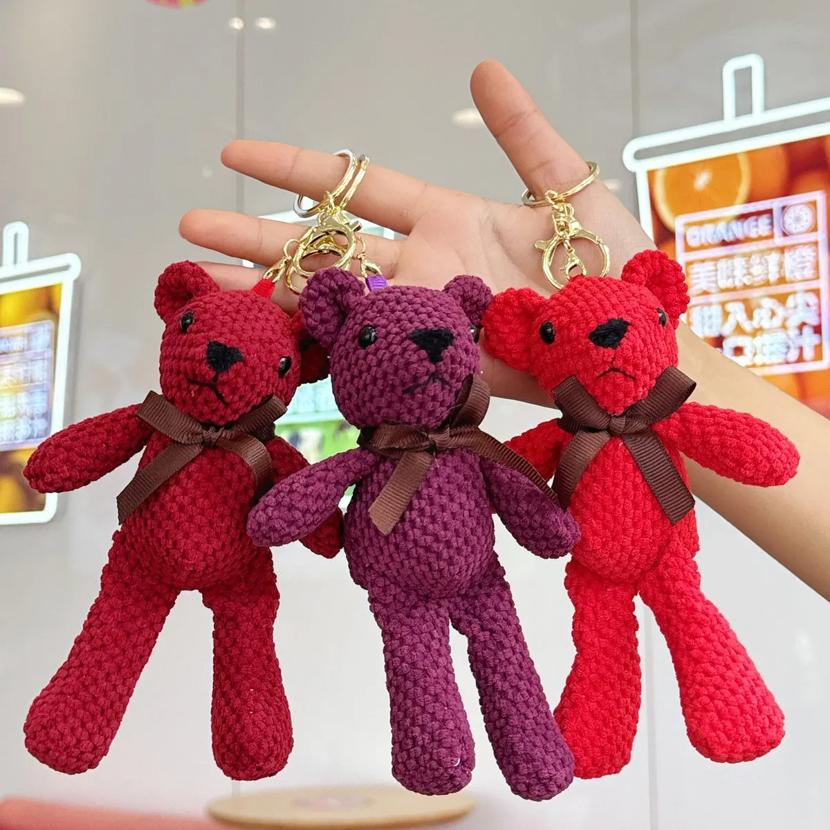 Women Fashion Cute Plush Teddy Bear Doll Pendant Keychain