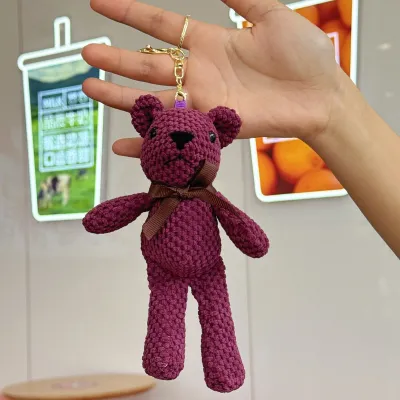 Women Fashion Cute Plush Teddy Bear Doll Pendant Keychain