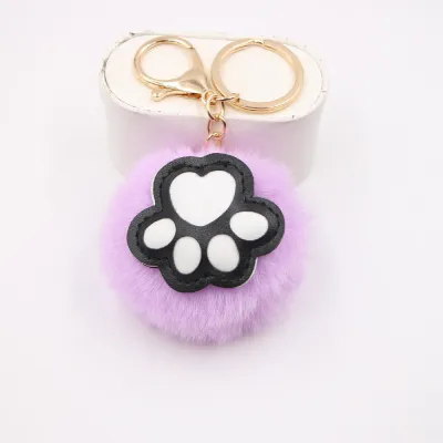 Women Fashion Cute Cat's Claw Fur Ball Pendant Keychain