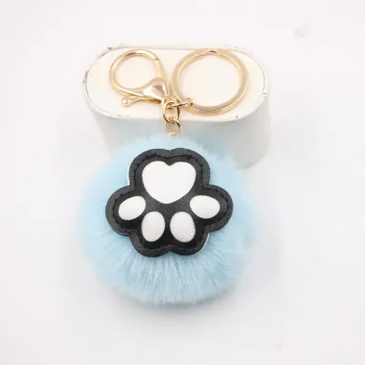 Women Fashion Cute Cat's Claw Fur Ball Pendant Keychain