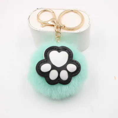Women Fashion Cute Cat's Claw Fur Ball Pendant Keychain