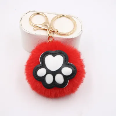 Women Fashion Cute Cat's Claw Fur Ball Pendant Keychain