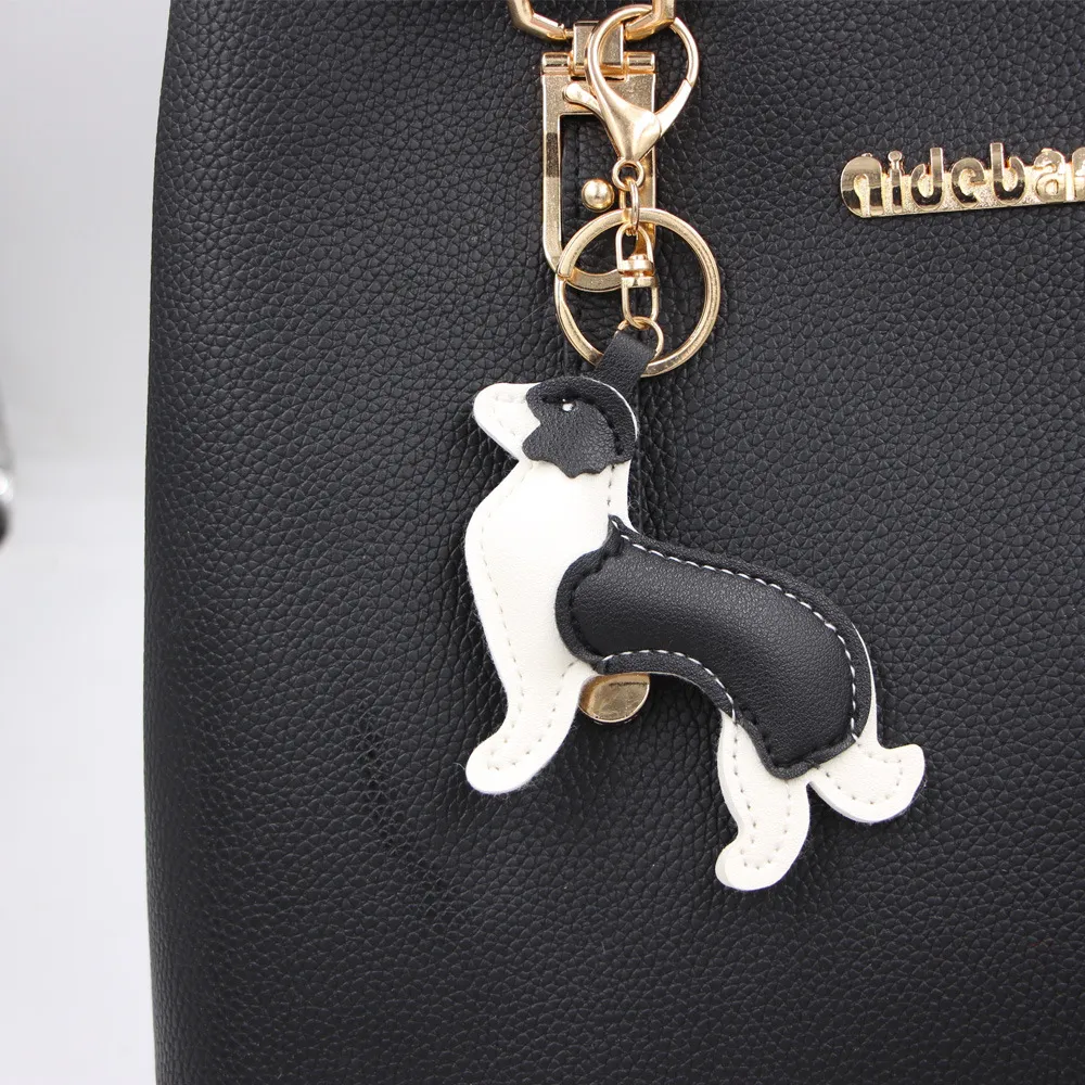 Women's Fashion Cute PU Leather Husky Dog Pendant Keychain