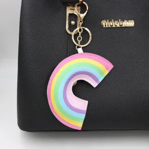 Women's Fashion Rainbow Leather Pendant Keychain