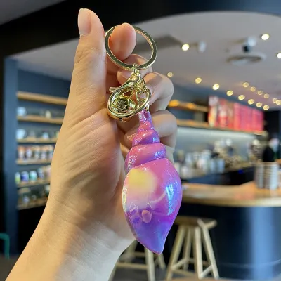 Women Fashion Electroplated Acrylic Conch Pendant Keychain