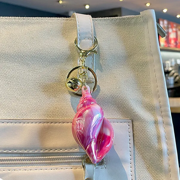 Women Fashion Electroplated Acrylic Conch Pendant Keychain