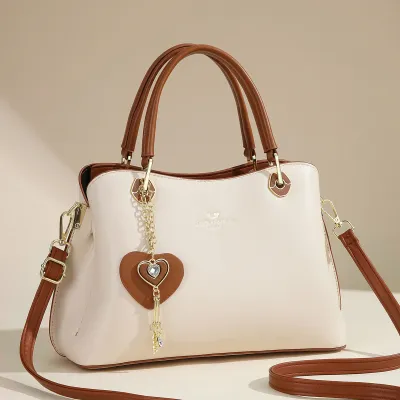 Women Fashion Casual Large Capacity PU Handbag with Zipper Closure