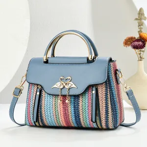 Women Fashion Colorful Woven Large Capacity Handbag