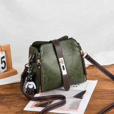 Women Fashion Casual Bucket Zipper Handbag PU Medium
