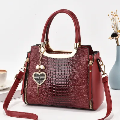 Women Fashion Casual Crocodile Grain Large Handbag Tote