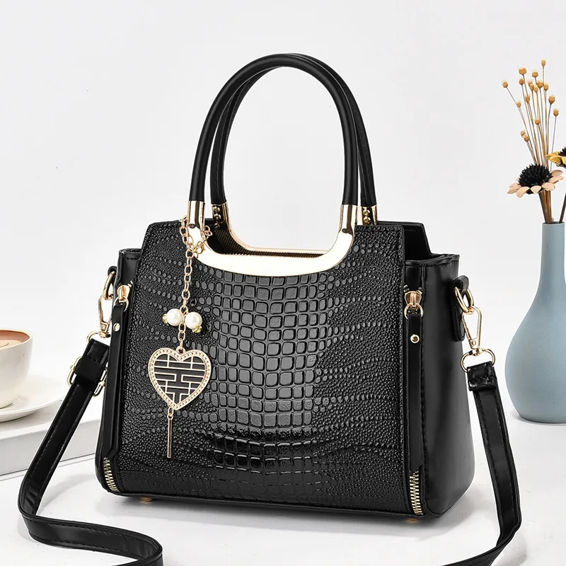 Women Fashion Casual Crocodile Grain Large Handbag Tote