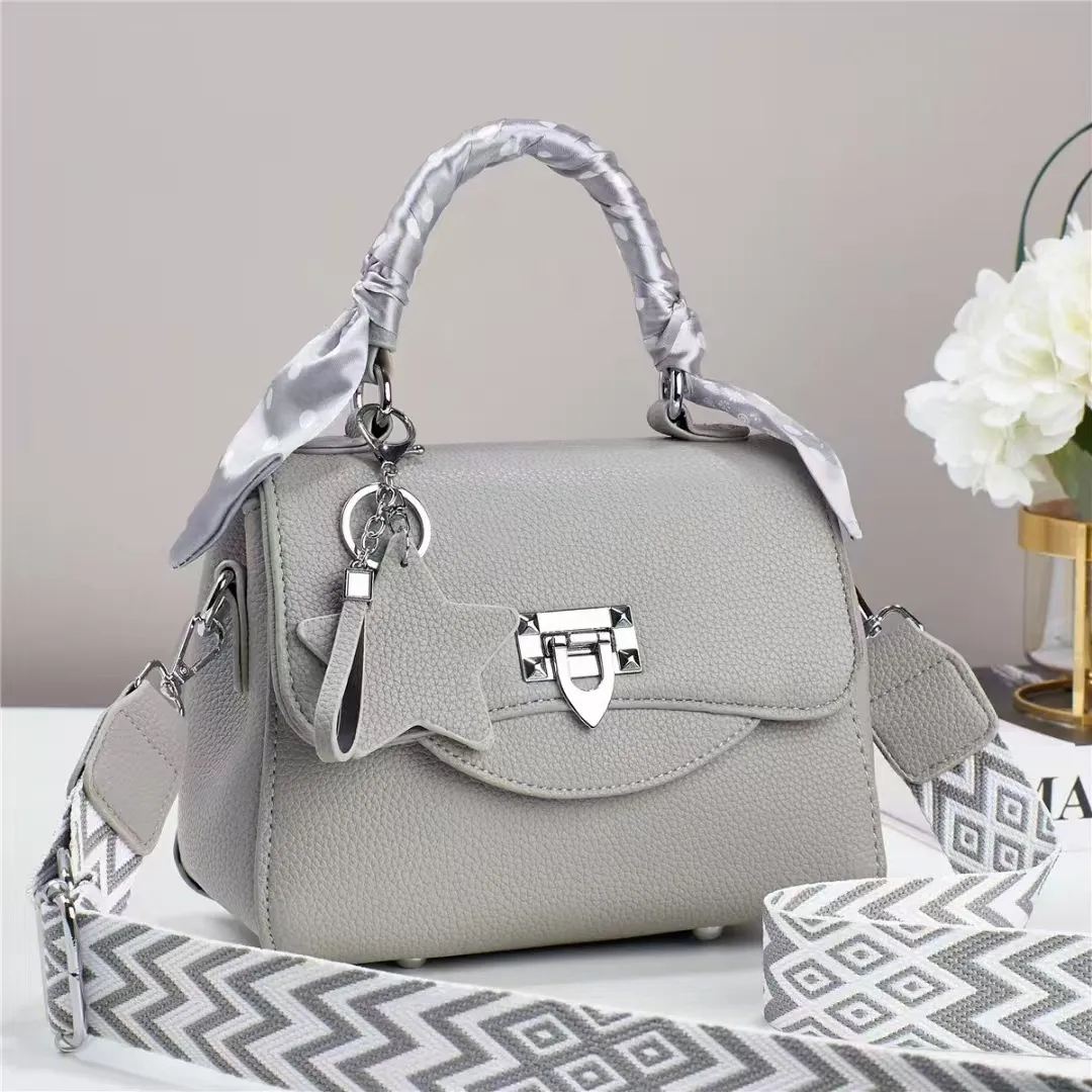 Women Fashion Casual Solid Color Large Capacity Small Square PU Handbag