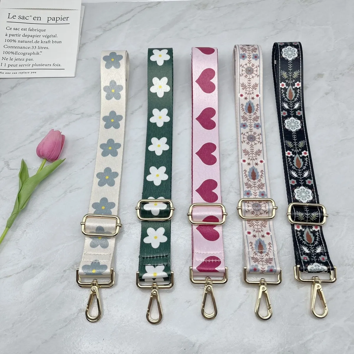 Women'S Fashion Printed Diy Bag Wide Shoulder Strap Bag Accessories