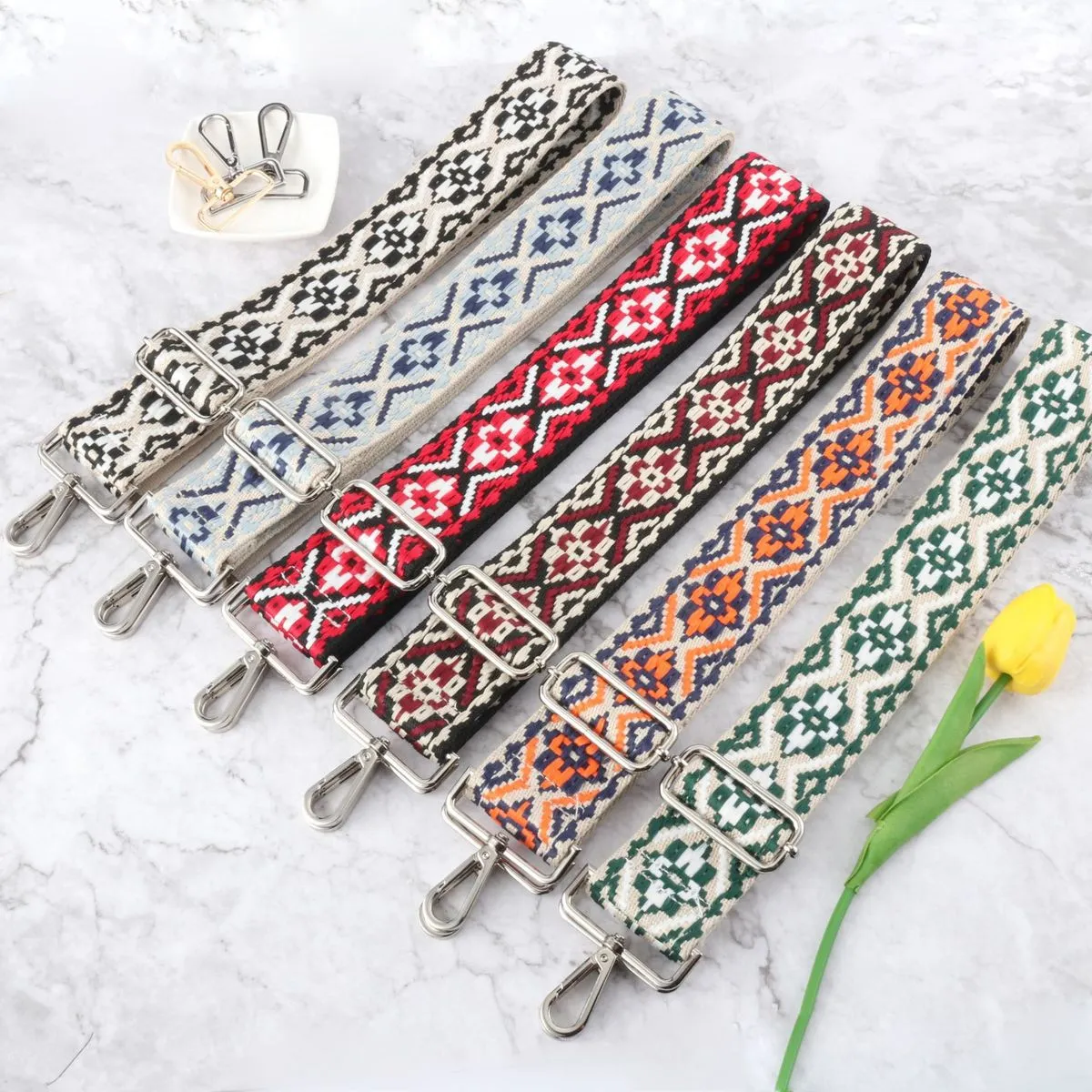 Women Fashion Ethnic Printed Adjustable Wide Shoulder Strap Bag Accessories