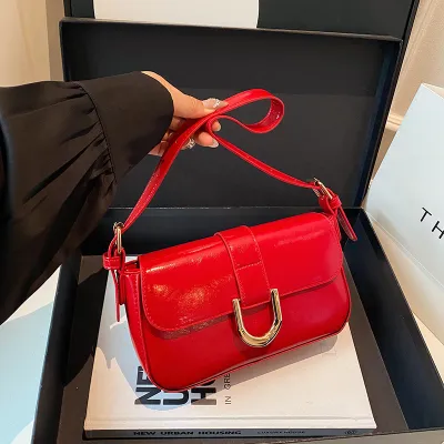 Women Fashion Casual Simple Solid Color PU Small Square Shoulder Bag Zipper Closure 14x6x24cm