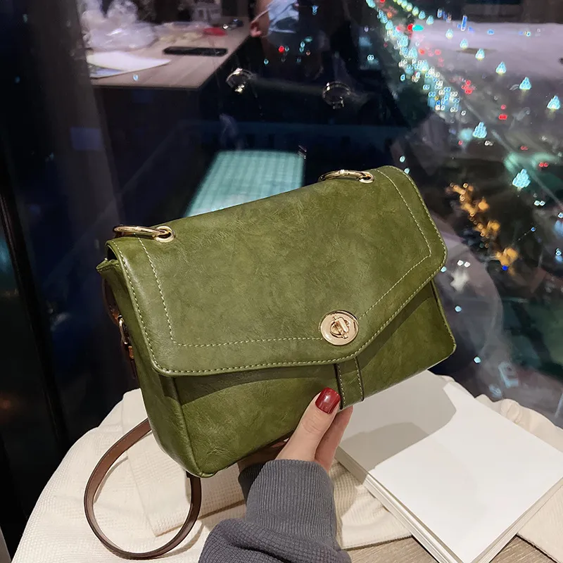 Women Fashion Retro Solid PU Shoulder Bag Soft Square 16x26x8cm