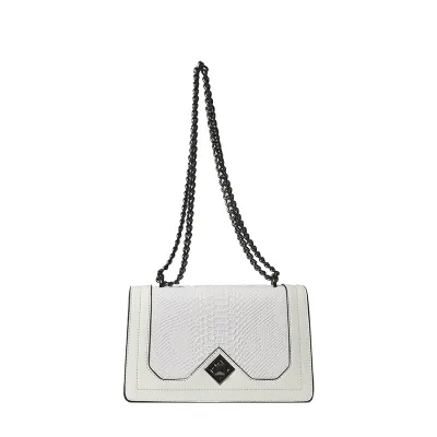 Women Fashion Casual Solid Color Snake-Pattern Chain Small Square Shoulder Bag