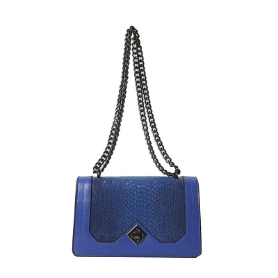 Women Fashion Casual Solid Color Snake-Pattern Chain Small Square Shoulder Bag