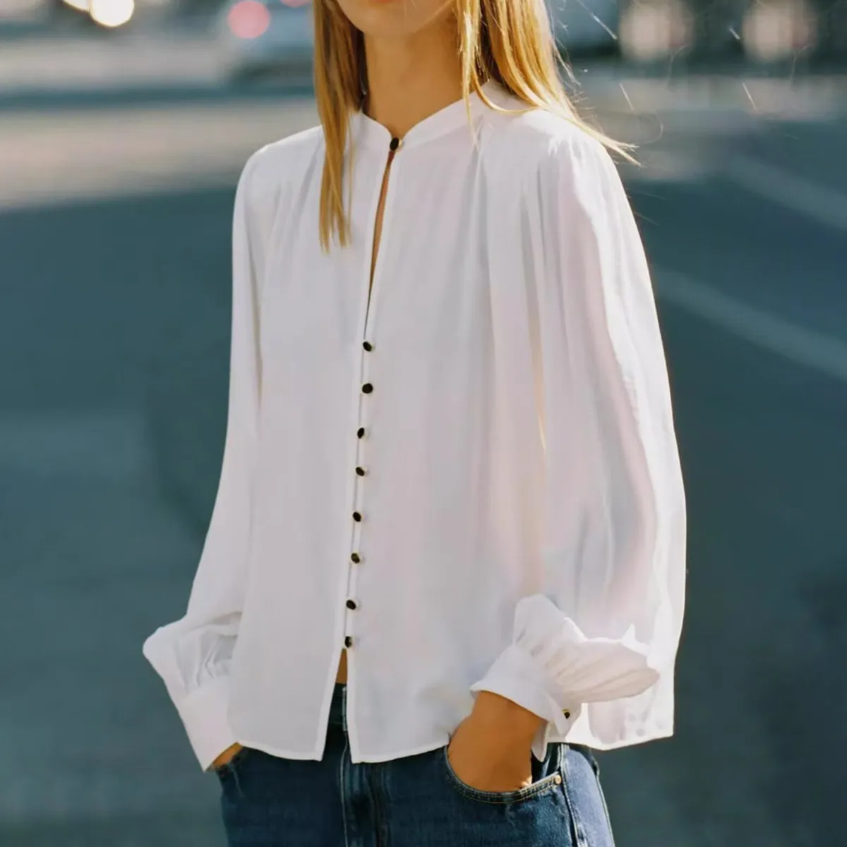Women Casual Elegant Solid Color Long Sleeve Cardigan Blouse