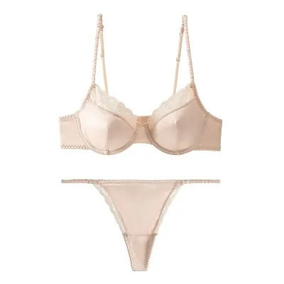 Women Sexy Satin Lace Stretch Bridal Bra Set