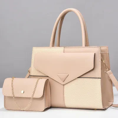 Women Simple Fashion Stitching Contrast Color Handbag Sets