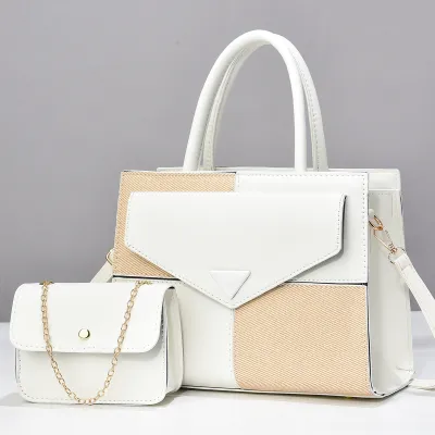 Women Simple Fashion Stitching Contrast Color Handbag Sets