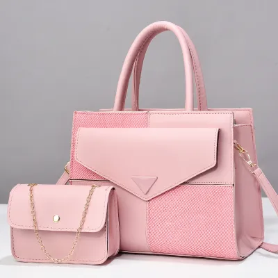 Women Simple Fashion Stitching Contrast Color Handbag Sets