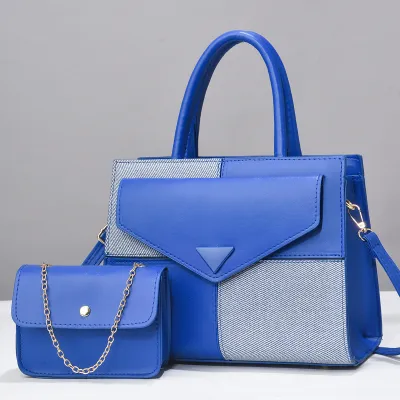 Women Simple Fashion Stitching Contrast Color Handbag Sets
