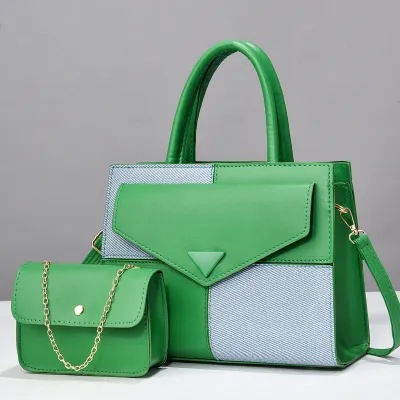 Women Simple Fashion Stitching Contrast Color Handbag Sets