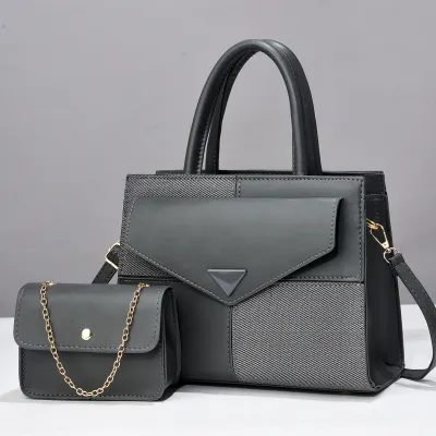 Women Simple Fashion Stitching Contrast Color Handbag Sets