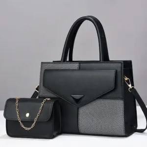 Women Simple Fashion Stitching Contrast Color Handbag Sets
