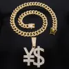 Pendant Gold (Dollar Symbol) Round Chain 50Cm (Full Drill Buckle)