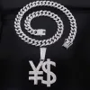 Pendant Silver (Dollar Symbol) Round Chain 50Cm (Full Drill Buckle)