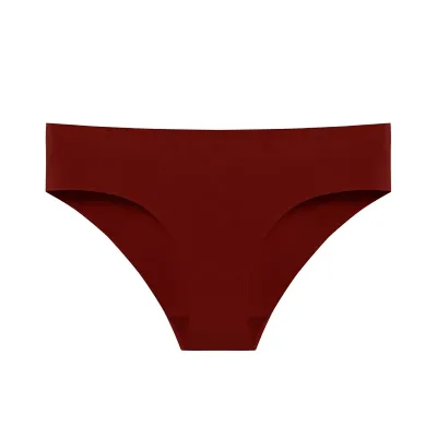 Women Fashion Solid Color Simple Ice Silk Seamless Low Waist Breathable Panties