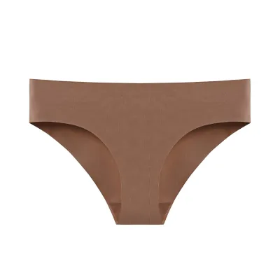 Women Fashion Solid Color Simple Ice Silk Seamless Low Waist Breathable Panties