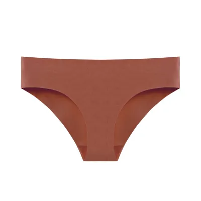 Women Fashion Solid Color Simple Ice Silk Seamless Low Waist Breathable Panties