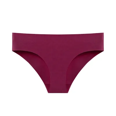 Women Fashion Solid Color Simple Ice Silk Seamless Low Waist Breathable Panties