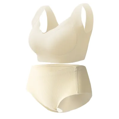 Women Seamless Ice Silk Bra and Panties Set