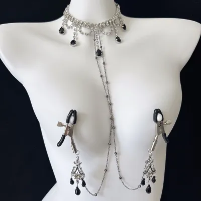 Adult Sex Rhinestone Collar Milk Clip BDSM Lingerie Accessories