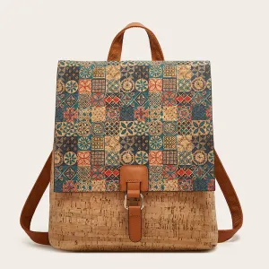 Women Fashion Retro Ethnic Style Printed Large Capacity Backpack