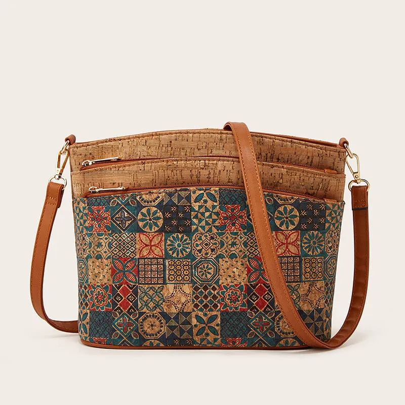 Women Fashion Retro Ethnic Printed PU Shoulder Bag