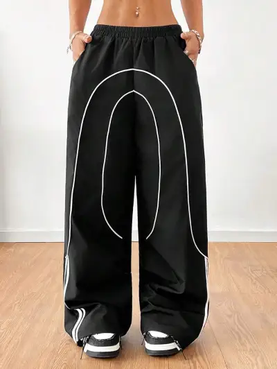 Women Casual Loose Pants in Polyester Woven Fabric