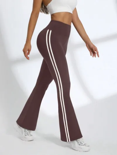Women Casual Stripe Straight Wide Leg Pants
