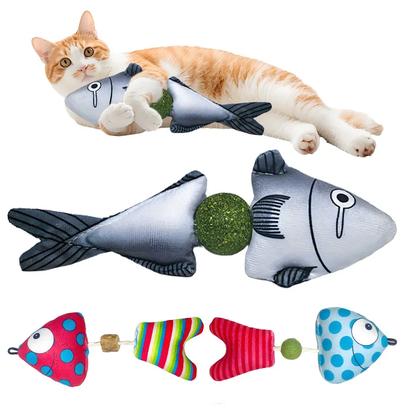 Fashion Cartoon Plush Simulation Fish Cat Mint Tooth Cleaning Toy