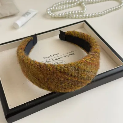 Women Retro Autumn Winter Wool Wide-Brimmed Headband